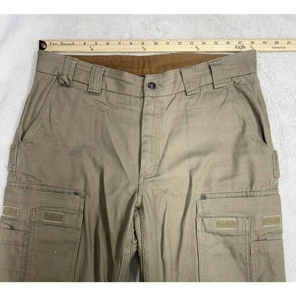 Duluth Trading Tan Khaki Utility Canvas Carpenter Cargo Pants Men's Size 37x28 - Picture 4 of 8